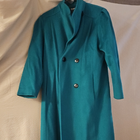 Teal Double-Breasted Coat - Picture 1 of 8